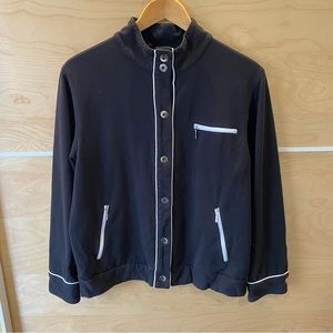 Stylish Black Zippered Jacket with Contrast Piping - Casual and Comfy